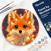 Load image into Gallery viewer, Paint by numbers kit for adults Paint by numbers on Wood Slice - Little Fox with light bulbs Figured'Art UK