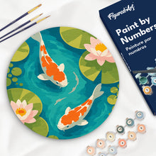 Load image into Gallery viewer, Paint by numbers kit for adults Paint by numbers on Wood Slice - Koi Pond Figured'Art UK