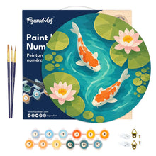 Load image into Gallery viewer, Paint by numbers on Wood Slice - Koi Pond