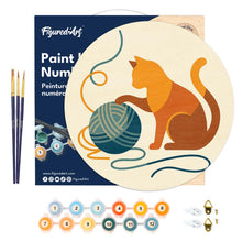 Load image into Gallery viewer, Paint by numbers on Wood Slice - Cat and Yarn