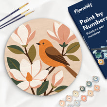 Load image into Gallery viewer, Paint by numbers kit for adults Paint by numbers on Wood Slice - Magnolia Songbird Figured'Art UK