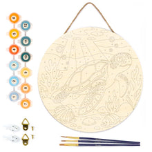 Load image into Gallery viewer, Paint by numbers on Wood Slice - Turtle