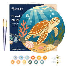 Load image into Gallery viewer, Paint by numbers on Wood Slice - Turtle