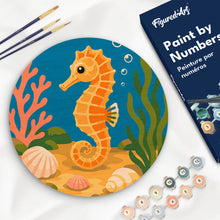 Load image into Gallery viewer, Paint by numbers kit for adults Paint by numbers on Wood Slice - Seahorse Figured'Art UK