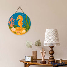 Load image into Gallery viewer, Paint by numbers on Wood Slice - Seahorse