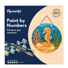 Load image into Gallery viewer, Paint by numbers on Wood Slice - Seahorse