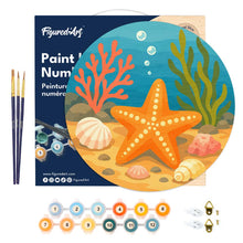 Load image into Gallery viewer, Paint by numbers on Wood Slice - Starfish