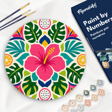 Load image into Gallery viewer, Paint by numbers kit for adults Paint by numbers on Wood Slice - Hibiscus Mandala Figured'Art UK
