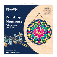 Load image into Gallery viewer, Paint by numbers on Wood Slice - Lotus Mandala