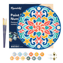 Load image into Gallery viewer, Paint by numbers on Wood Slice - Seashell Mandala