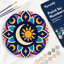 Load image into Gallery viewer, Paint by numbers kit for adults Paint by numbers on Wood Slice - Celestial Mandala Figured'Art UK