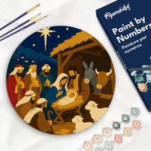 Load image into Gallery viewer, Paint by numbers kit for adults Paint by numbers on Wood Slice - Christmas Nativity Figured'Art UK