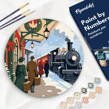 Load image into Gallery viewer, Paint by numbers kit for adults Paint by numbers on Wood Slice - Holiday Train Escape Figured'Art UK