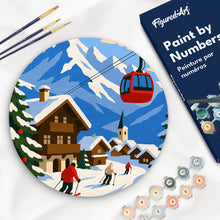 Load image into Gallery viewer, Paint by numbers kit for adults Paint by numbers on Wood Slice - Alpine Winter Holiday Figured'Art UK