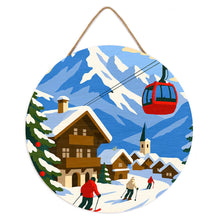 Load image into Gallery viewer, Paint by numbers on Wood Slice - Alpine Winter Holiday