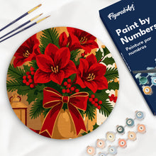 Load image into Gallery viewer, Paint by numbers kit for adults Paint by numbers on Wood Slice - Christmas Poinsettias Figured'Art UK