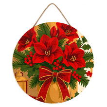 Load image into Gallery viewer, Paint by numbers on Wood Slice - Christmas Poinsettias
