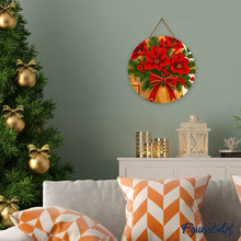 Load image into Gallery viewer, Paint by numbers on Wood Slice - Christmas Poinsettias