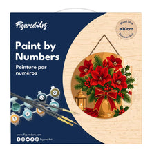 Load image into Gallery viewer, Paint by numbers on Wood Slice - Christmas Poinsettias