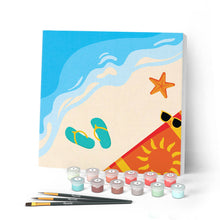 Load image into Gallery viewer, Mini Paint by numbers Summer Beach 20x20cm already framed