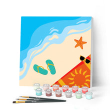 Load image into Gallery viewer, Mini Paint by numbers Summer Beach 20x20cm already framed