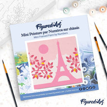 Load image into Gallery viewer, Mini Paint by numbers Pink Paris in the sun 20x20cm already framed