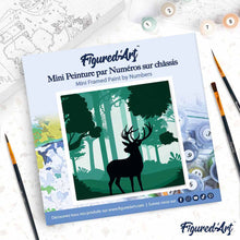 Load image into Gallery viewer, Mini Paint by numbers Deer in the Forest 20x20cm already framed