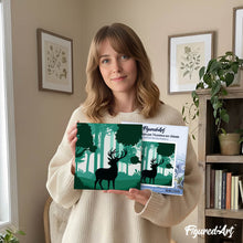 Load image into Gallery viewer, Mini Paint by numbers Deer in the Forest 20x20cm already framed