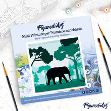 Load image into Gallery viewer, Mini Paint by numbers Elephant in the Forest 20x20cm already framed