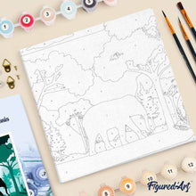 Load image into Gallery viewer, Mini Paint by numbers Elephant in the Forest 20x20cm already framed