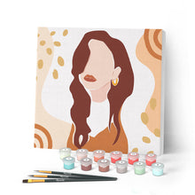 Load image into Gallery viewer, Mini Paint by numbers Abstract Thoughtful woman 20x20cm already framed