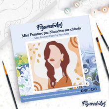 Load image into Gallery viewer, Mini Paint by numbers Abstract Thoughtful woman 20x20cm already framed