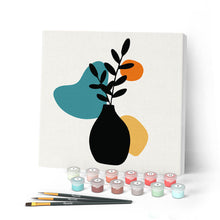 Load image into Gallery viewer, Mini Paint by numbers Abstract Plant Pot Set 2 of 3 20x20cm already framed