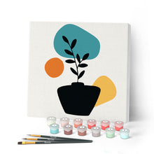 Load image into Gallery viewer, Mini Paint by numbers Abstract Plant Pot Set 3 of 3 20x20cm already framed