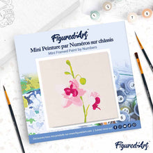 Load image into Gallery viewer, Mini Paint by numbers Pink Orchids Set 1 of 4 20x20cm already framed