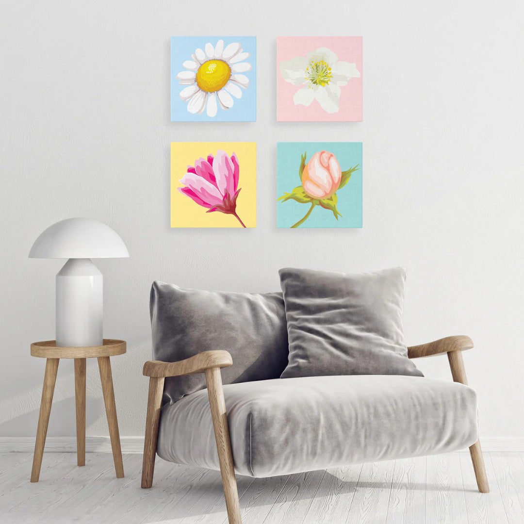 Mini Paint by numbers Pretty Daisy 20x20cm already framed – Figured'Art