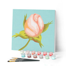 Load image into Gallery viewer, Mini Paint by numbers Pretty Rose Bud 20x20cm already framed