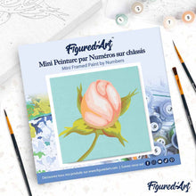Load image into Gallery viewer, Mini Paint by numbers Pretty Rose Bud 20x20cm already framed