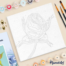 Load image into Gallery viewer, Mini Paint by numbers Pretty Rose Bud 20x20cm already framed