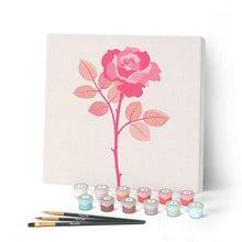 Load image into Gallery viewer, Mini Paint by numbers Blooming Pink Rose 20x20cm already framed