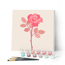 Load image into Gallery viewer, Mini Paint by numbers Blooming Pink Rose 20x20cm already framed