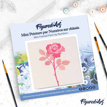 Load image into Gallery viewer, Mini Paint by numbers Blooming Pink Rose 20x20cm already framed