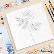 Load image into Gallery viewer, Mini Paint by numbers Blooming Pink Rose 20x20cm already framed