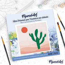 Load image into Gallery viewer, Mini Paint by numbers Cactus in the Pink Desert 20x20cm already framed