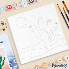 Load image into Gallery viewer, Mini Paint by numbers Cactus in the Pink Desert 20x20cm already framed