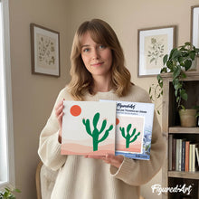 Load image into Gallery viewer, Mini Paint by numbers Cactus in the Pink Desert 20x20cm already framed