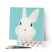 Load image into Gallery viewer, Mini Paint by numbers Quiet Rabbit 20x20cm already framed