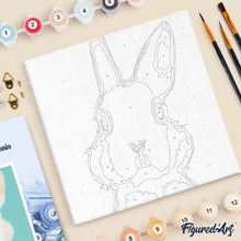 Load image into Gallery viewer, Mini Paint by numbers Quiet Rabbit 20x20cm already framed