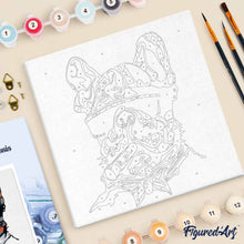 Load image into Gallery viewer, Mini Paint by numbers Dog Businessman 20x20cm already framed