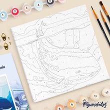 Load image into Gallery viewer, Mini Paint by numbers Blue Whale 20x20cm already framed